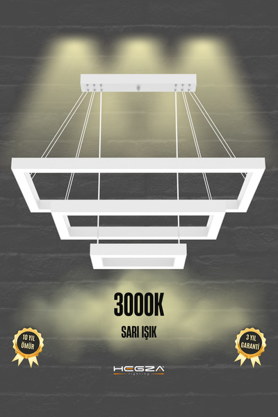 Hegza Lighting Hermano ( Beyaz Kasa, Sarı Işık ) Ledli Modern Sarkıt Led Aviz...