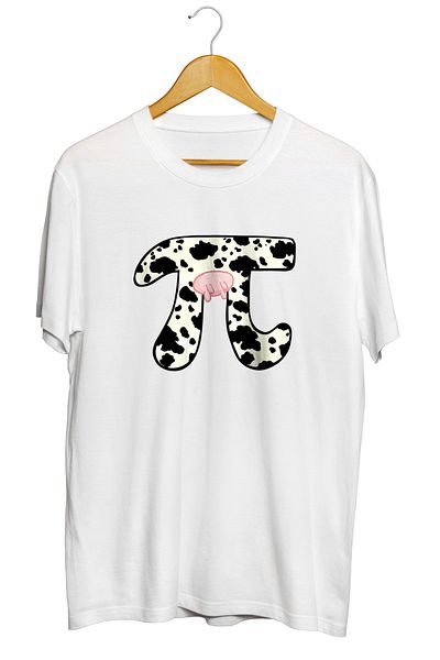 karikatürstore Math Science Cow Pi Number Symbol Printed Quality T-Shirt