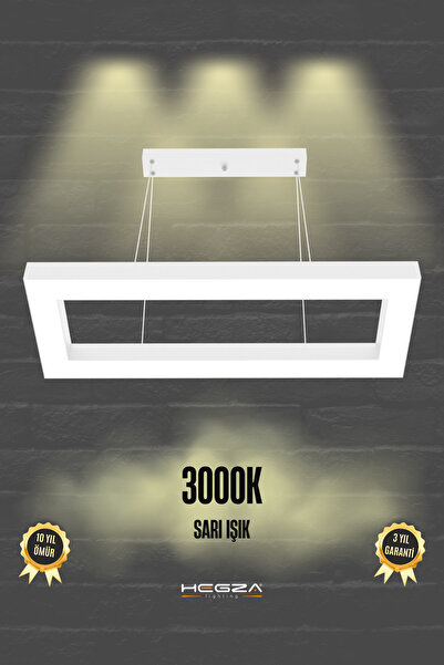 Hegza Lighting Mesıta ( Beyaz Kasa, Sarı Işık ) Ledli Modern Led Avize, Salon...