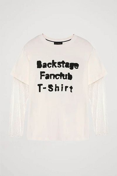 Quzu Γυναικείο T-Shirt με δαντέλα με λεπτομέρεια εκρού TSH00018