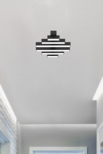 Hegza Lighting Parrılla ( Siyah Kasa, Beyaz Işık ) Ledli Modern Plafonyer Led Avize, Salon, Mutfak, Oturma Odası