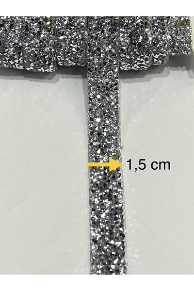 karantuhafiye Iron-On Rhinestone Strip / 1 Meter / H80 Silver