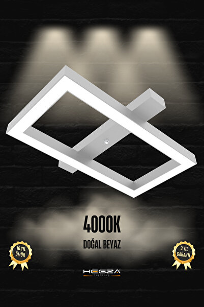 Hegza Lighting Piazza ( Gri Kasa, Doğal Beyaz Işık ) Modern Plafonyer Led Avi...