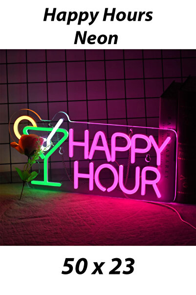 Masal Happy hours neon  dekorasyon ürünü  neon tabela