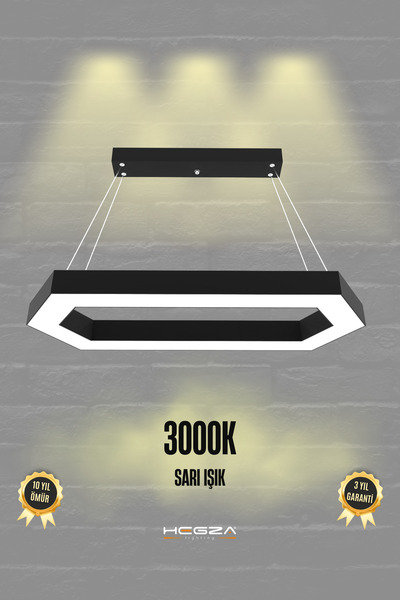 Hegza Lighting JOYA ( Siyah Kasa, Sarı Işık ) Ledli Modern Sarkıt Led Avize, ...