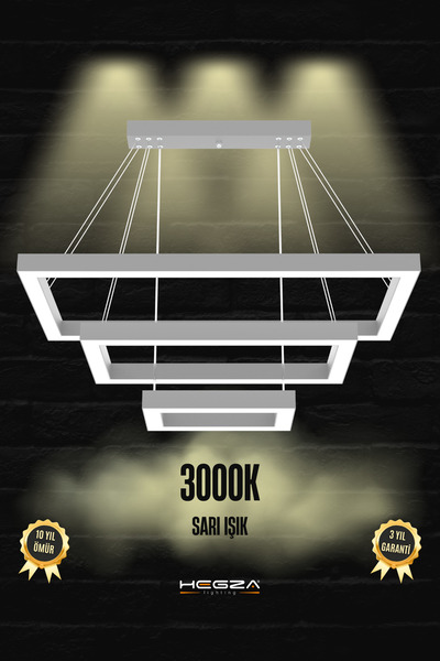 Hegza Lighting Hermano ( Gri Kasa, Sarı Işık ) Ledli Modern Sarkıt Led Avize,...