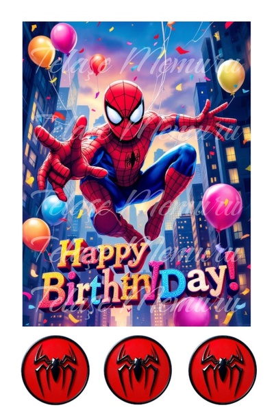 telaşe memuru صورة وطباعة كعكة سبايدرمان - صورة أعلى الكعكة الصالحة للأكل - ز...