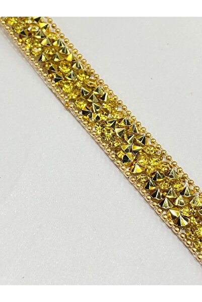 karantuhafiye H41 Χρυσή Αλυσίδα με Πέτρινη Λωρίδα - Επικολλητικές άκρες / 1 Μέτρο