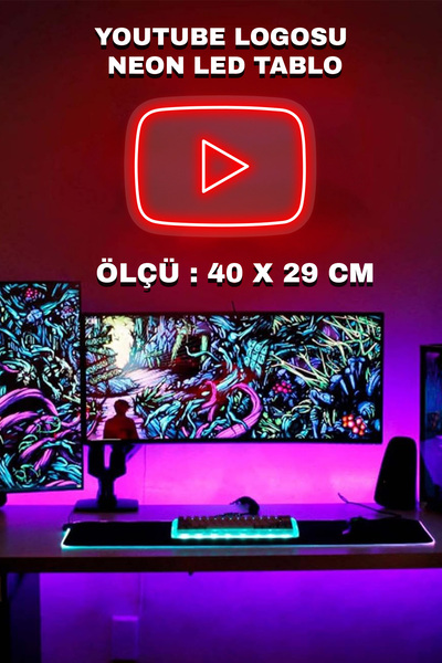 Masal Youtube Logo Neon Led Aydınlatma 40 X29