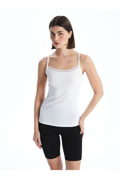 LC Waikiki Tricou pentru femei cu decolteu în U din noua sezon cu detaliu din dantelă - S50394Z8