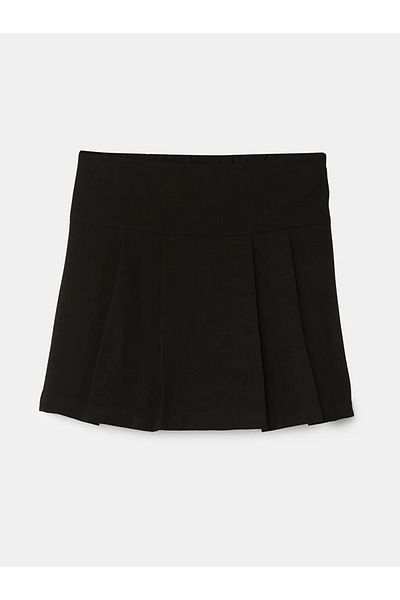 LC Waikiki Lcw Kids Black Elastic Waist Pleated Girls' Short Skirt