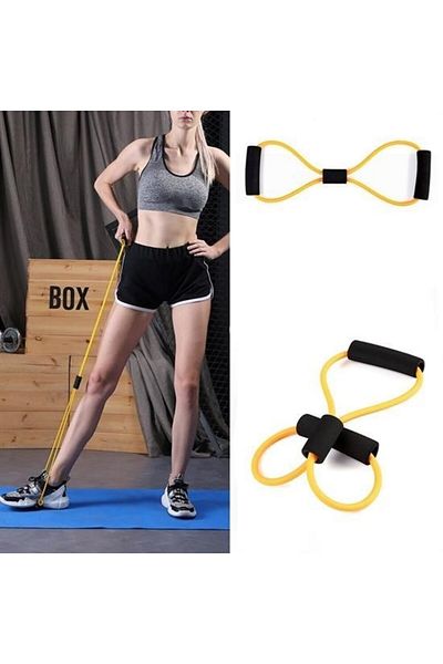 Acousticworld 8 Shapes Resistance Band Yoga Plates And Bodybuilding Exercise Band