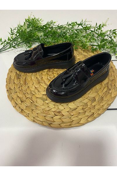 nisaykids Boy's Tassel Detailed Orthopedic Patent Leather Classic Shoes
