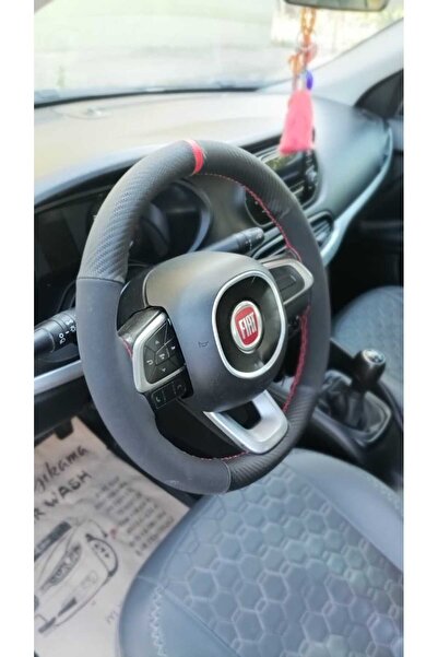 HASBAY FIAT Egea Đeri موجهة من الكربون Nubuck Red Wheel Hub Red İp