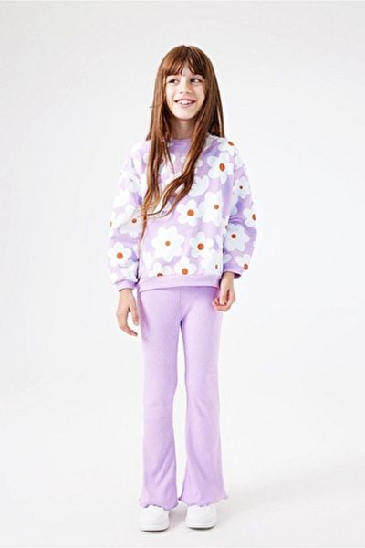 Le Mabelle Set trening pentru fete cu modele florale liliac - Gemma