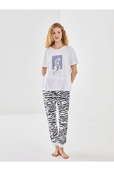 LC Waikiki Γυναικείο Σετ Πιτζάμες New Season Crew Neck Printed - S52309Z8