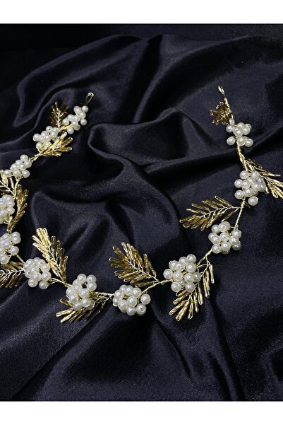 Butik İnci ve Parlak Boncuklu Düşün Nişan Nikah Söz Özel Gün Gelin Tacı
