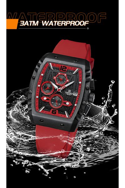 Naviforce New Square Silicone Band Men's Wrist Watch with Bracelet Gift