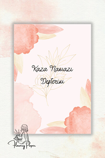 Flowery Paper Kaza namazı Defteri, Pembe Model , a5 defter, Namaz, Zımbalı De...