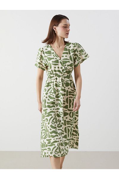 LC Waikiki New Season Double Breasted Collar Patterned Women's Dress - S5Jt64Z8