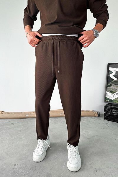 HAFKAGİYİM Καφέ ριμπ παντελόνι Jogger