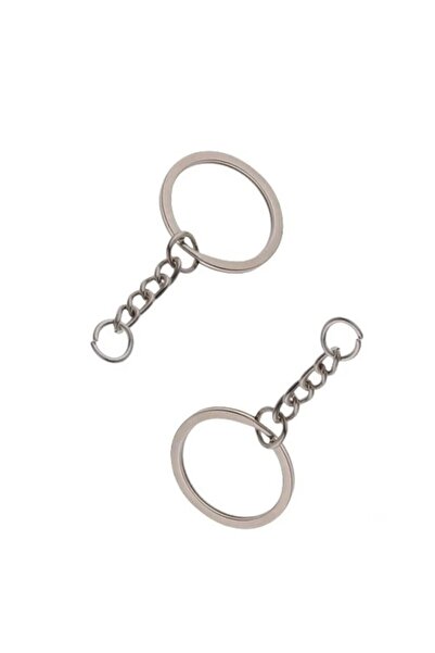 BEİLYS COSMETİCS & ACCESSORY 100 Adet Gümüş Zincirli 2,5 CM Ezme Anahtarlık H...