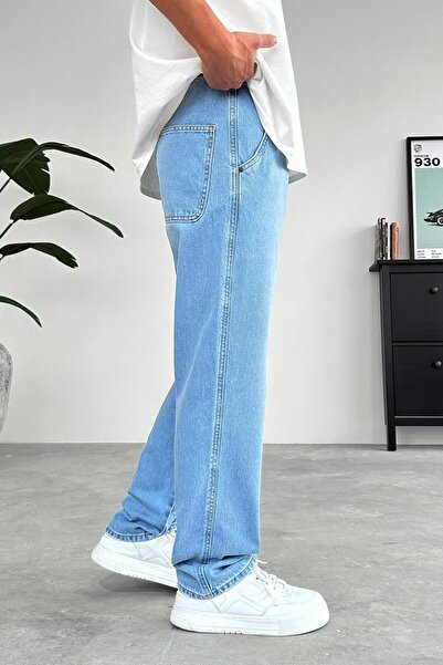 HAFKAGİYİM Відкриті блакитні баггі-штани з боковими кишенями