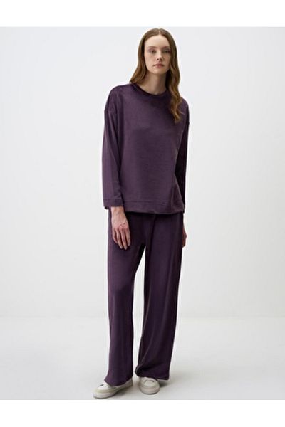 Jimmy Key Purple Crew Neck Relaxed Cut Long Sleeve Knitted Sweatshirt Size: S