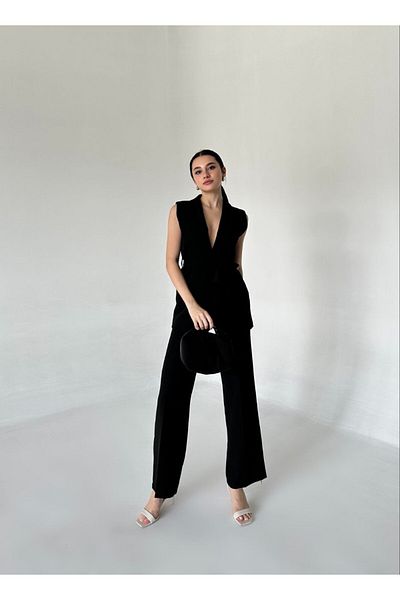 buqre's moda Set de pantaloni cu vestă cu curea Trend