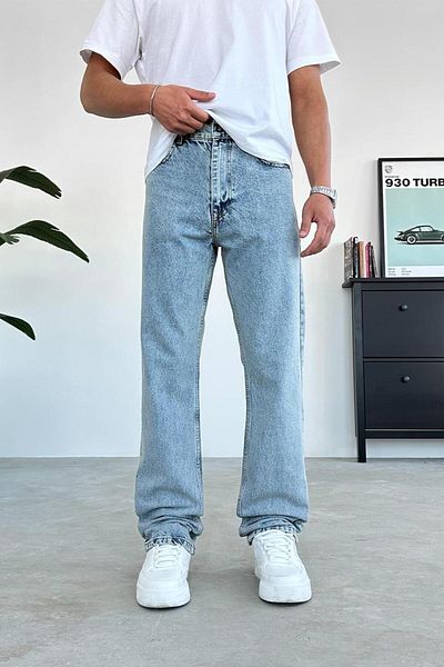 HAFKAGİYİM Παντελόνι με υφή Ice Blue Basic φαρδύ