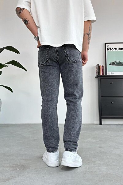 HAFKAGİYİM Dark Gray Ripped Regular Trousers