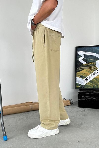 HAFKAGİYİM Παντελόνι Khaki Basic Gabardine με ελαστική μέση