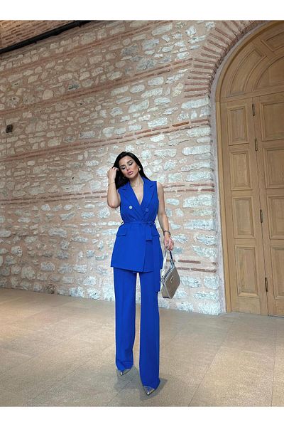 buqre's moda Trend Belted Vest Trousers Set