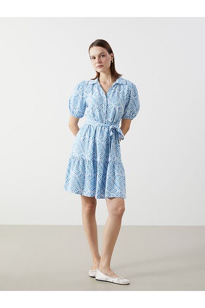 LC Waikiki Lcw Shirt Collar Patterned Women's Dress