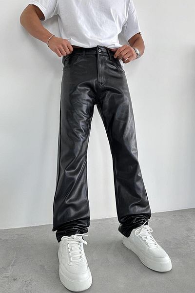 HAFKAGİYİM Black Premium Leather Baggy Pants