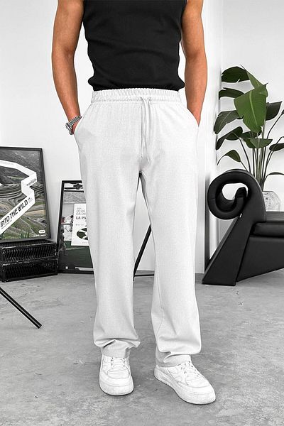HAFKAGİYİM Ανοιχτό γκρι μαλακό παντελόνι Jogger με υφή