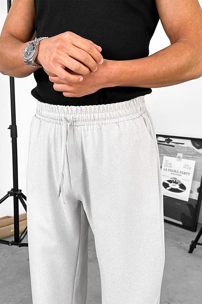 HAFKAGİYİM Ανοιχτό γκρι μαλακό παντελόνι Jogger με υφή