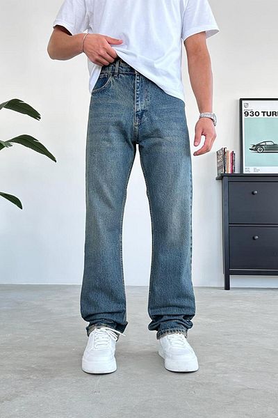 HAFKAGİYİM Pantaloni largi cu degrade moale albastru antic