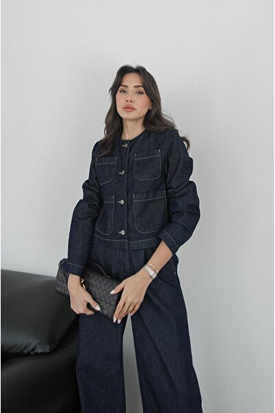 Havoş Navy Blue Denim Jacket and Long Suit