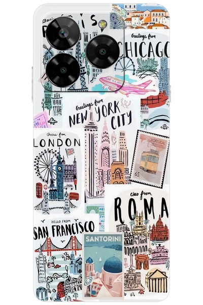 General Mobile ERA 50 (G318) Uyumlu Kılıf Desen Baskılı Silikon Newyork Roma ...