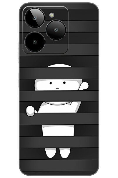 General Mobile Era 30 (G518) Uyumlu Kılıf Desen Baskılı Silikon Saklanan Kara...