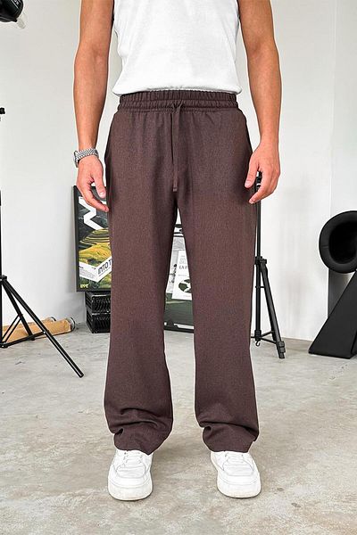 HAFKAGİYİM Καφέ υφή μαλακό παντελόνι Jogger