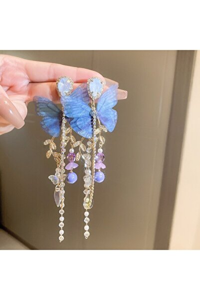 Choice butterfly earrings Blue Butterfly Drop Earring Women Imitation Pearl C...