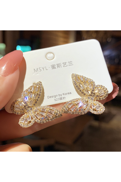 Choice EDZ-52 2023 New Butterfly Zircon Earrings Women's Korean Luxury Jewelr...