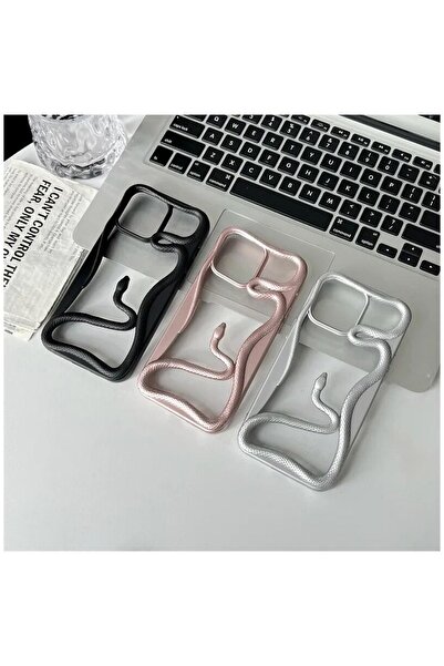 Zebana Apple iPhone 11 Uyumlu Kılıf Zebana 3D Snake Silikon Kılıf Gold