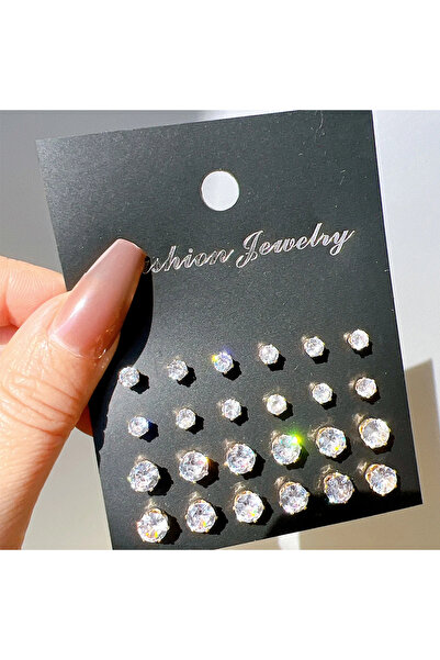 Choice fb001 12 Pair/Lot White Shiny Wedding Stud Earrings Set For Women Men ...