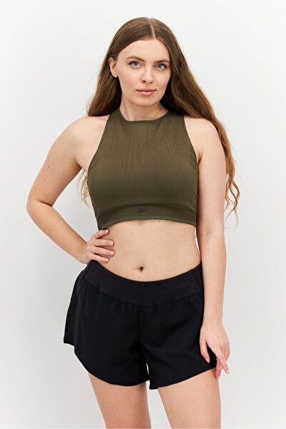 Reebok Women Textured Padded Sports Bra, Olive