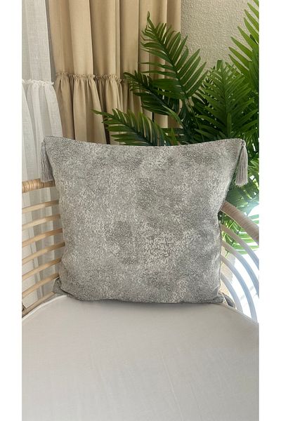 Decamor home Husă de pernă pentru lounge gri deschis cu ciucuri