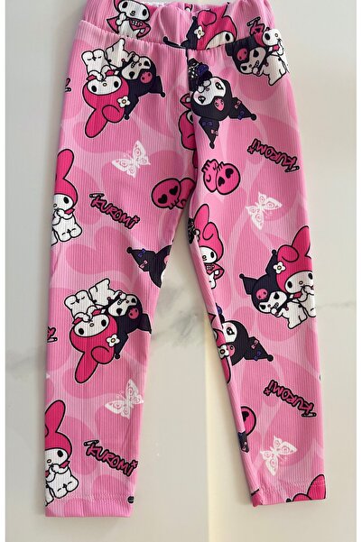 SANTRALBEBE Kız Çocuk Desenli Fitilli Esnek Tayt