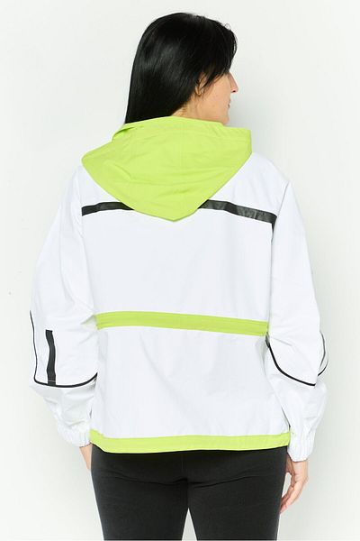 Lacoste Women Brand Logo Hooded Jacket, White Combo